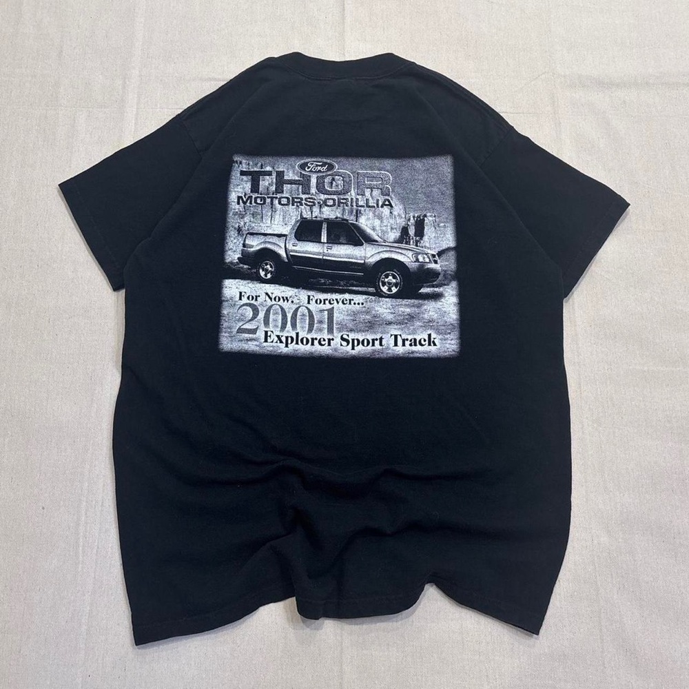 Vintage 2001 Fruit of the Loom Ford Motors promo tee in black, made in Canada
